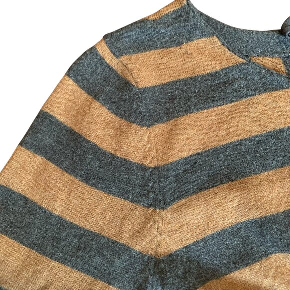 Ann Taylor LOFT Gray & Camel Striped 3/4 Sleeve Sweater Womens Size Small - Picture 5 of 11